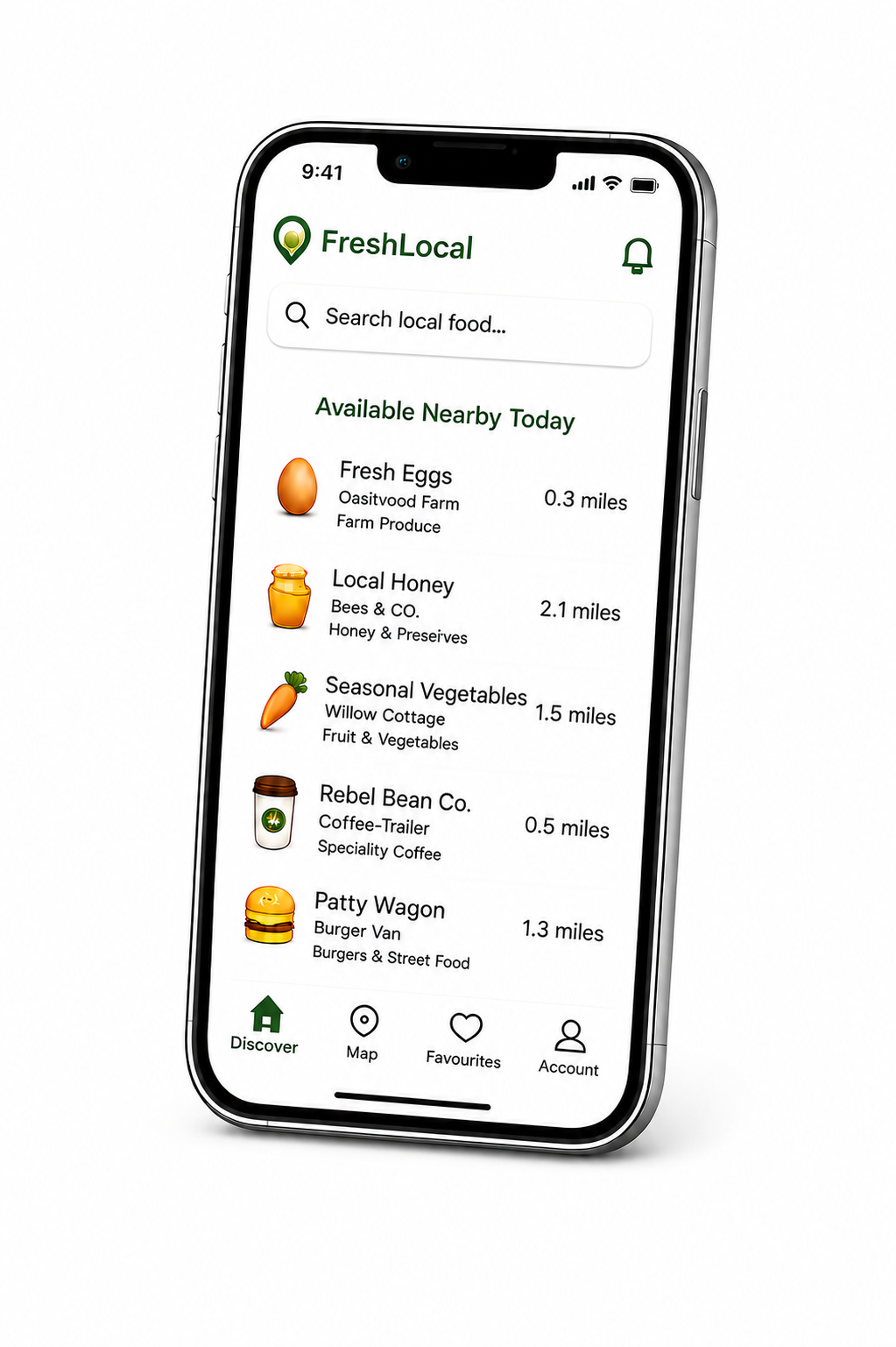 FreshLocal app phone mockup